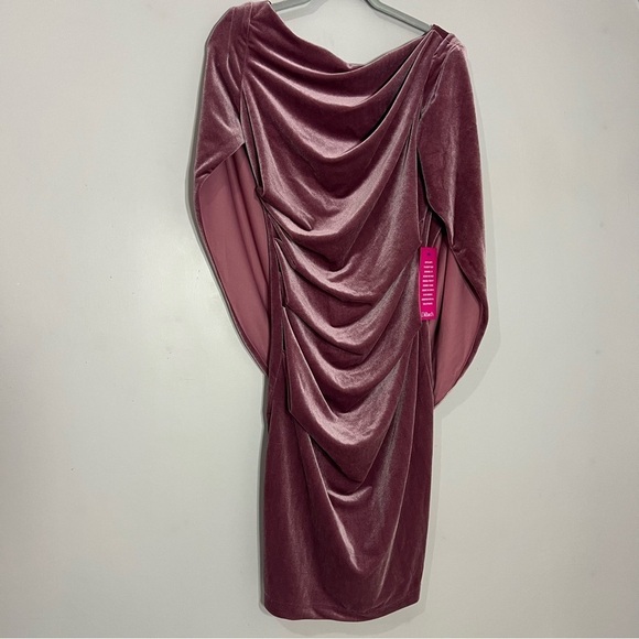 Betsy & Adam mauve pink velvet dress & cape cocktail MOB formal evening size 6 - Picture 5 of 13
